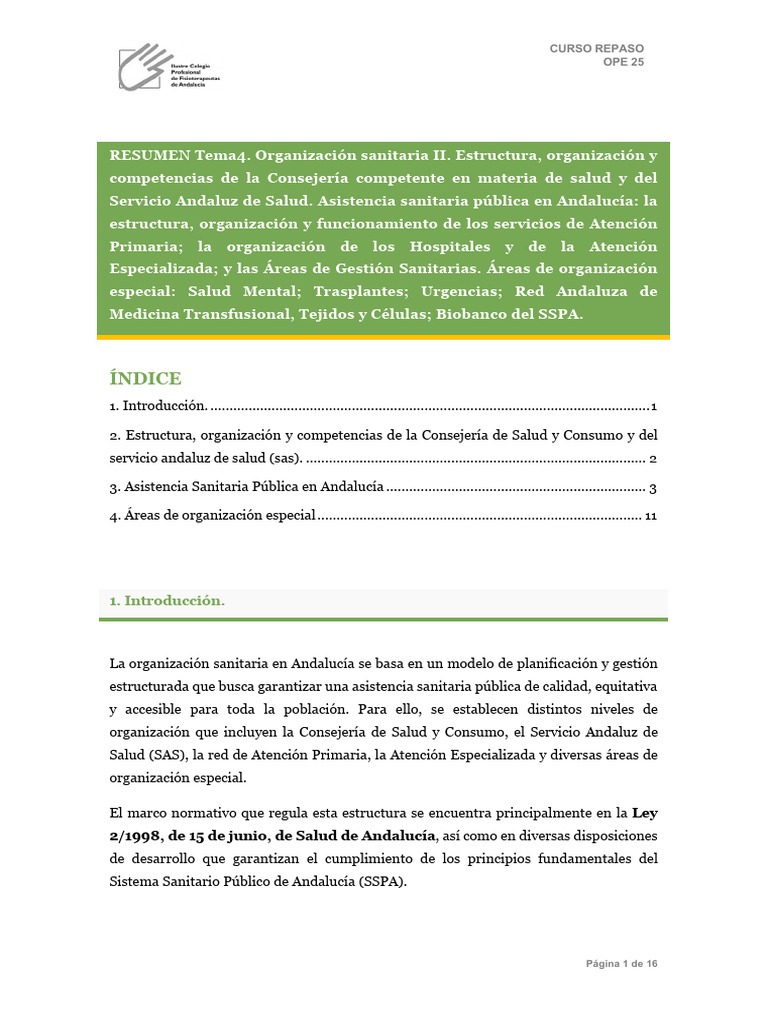 Organización Sanitaria en Andalucía | PDF | Hospital | Cuidado de la salud