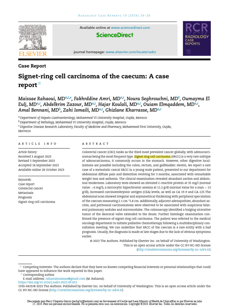 Signet-Ring Cell Carcinoma Case Report | PDF | Colorectal Cancer | Cancer