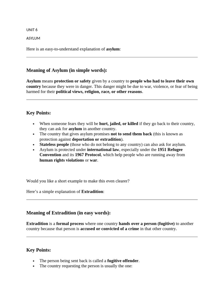 Unit 6 Extradition and Asylum | PDF | Extradition | Crimes