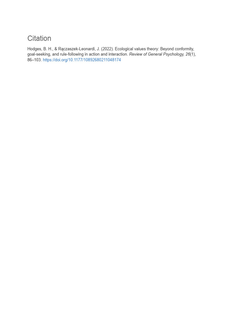 Ecological Values Theory Explained | PDF
