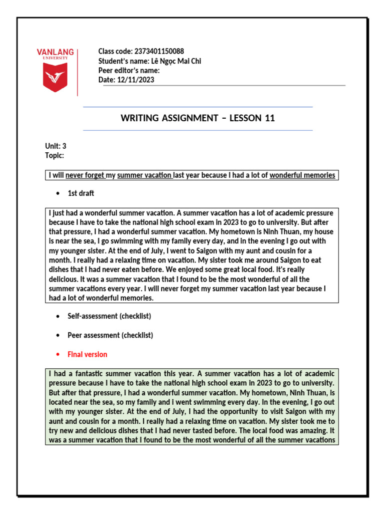 Template Writing Assignment U3 | PDF