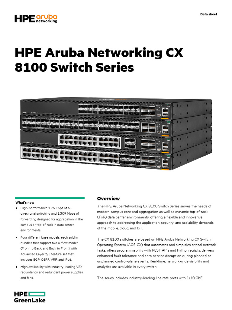 HPE Aruba CX 8100 Switch Overview | PDF | Analytics | Databases