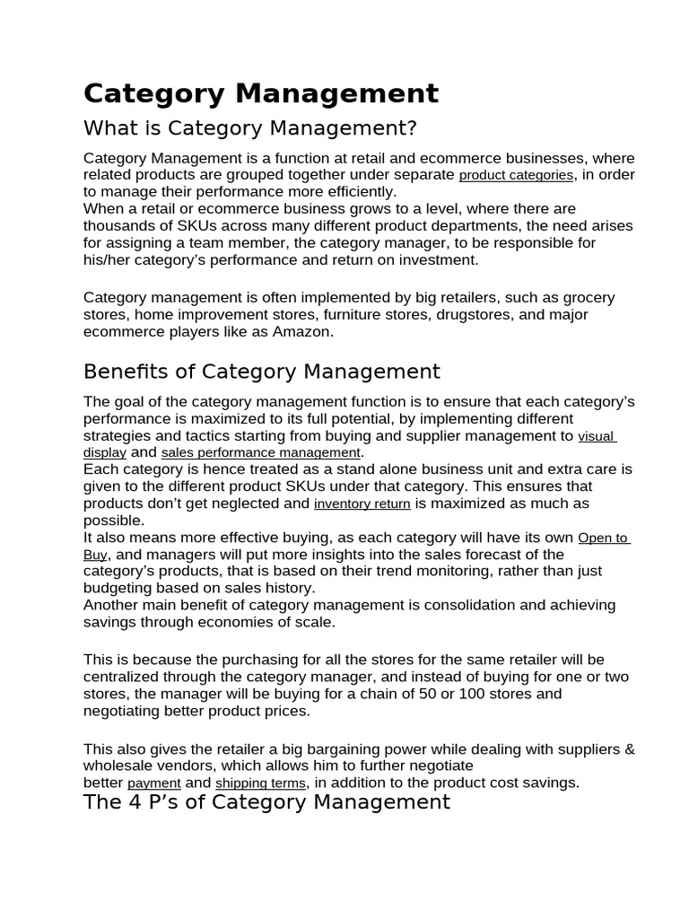 E-commerce Category Management Overview | PDF | Retail | E Commerce