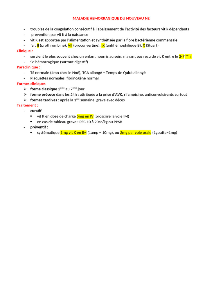 Maladie hémorragique du nouveau-né | PDF