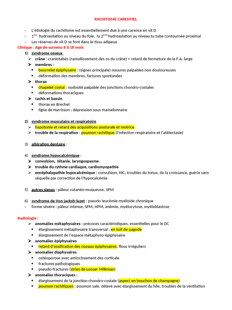 Rachitisme : Causes et Symptômes | PDF | Maladies et troubles ...