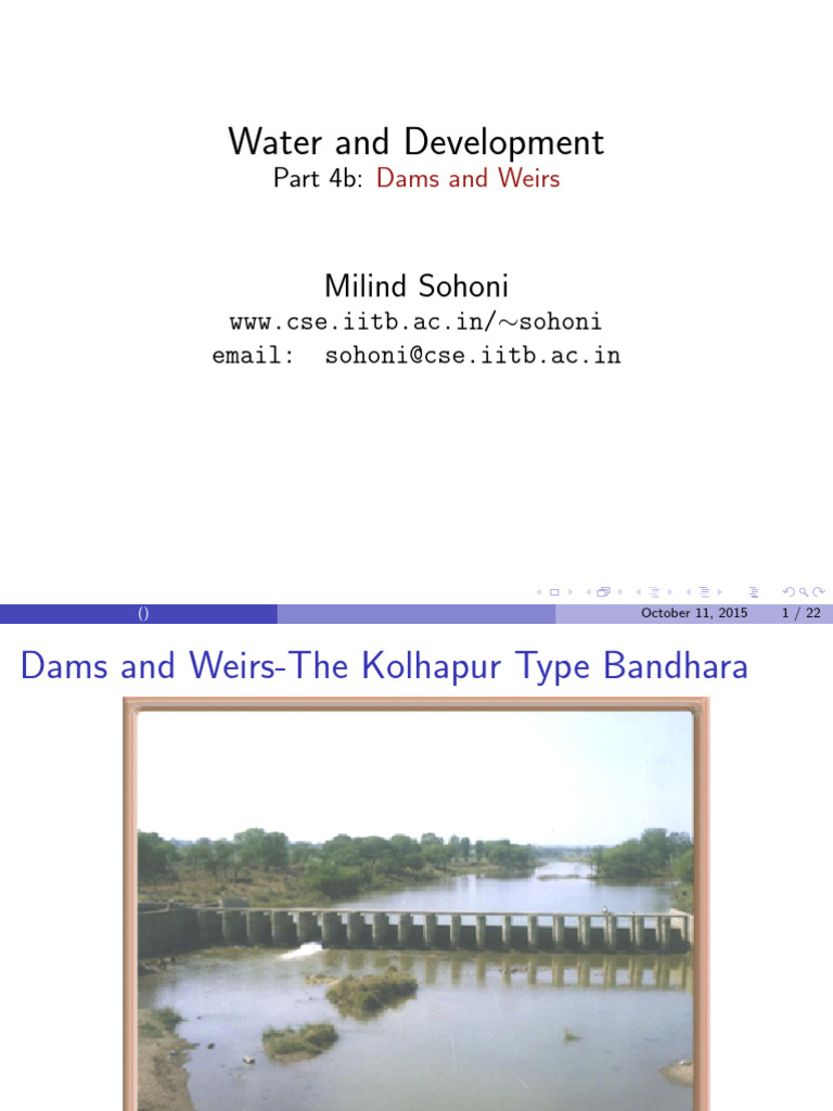 Kolhapur Type Weir and Bandhara Overview | PDF | Dam | Water