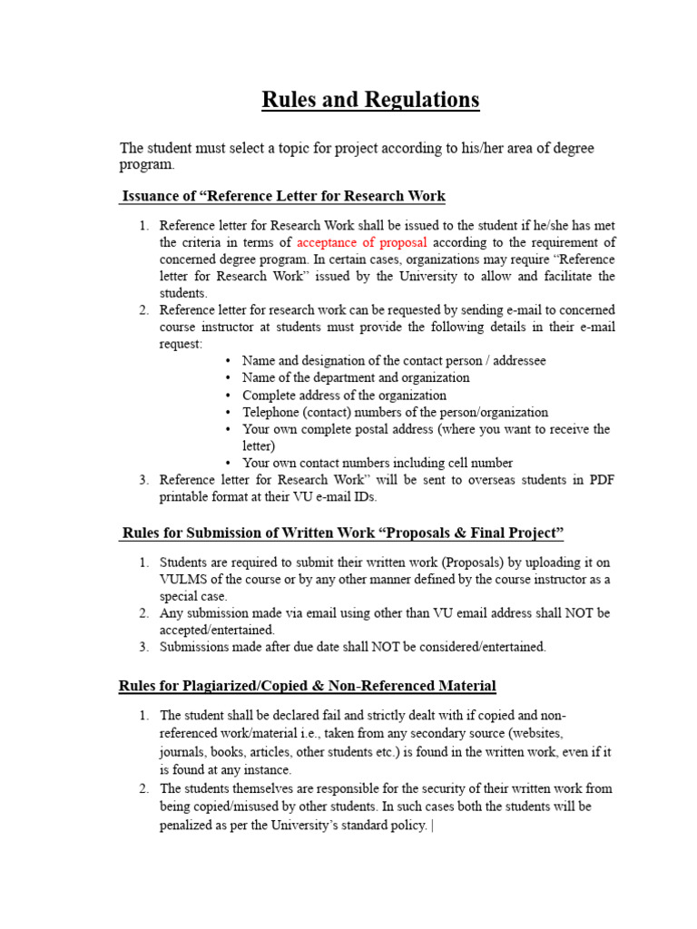 Lesson 02 Rules and Regulations | PDF | Thesis