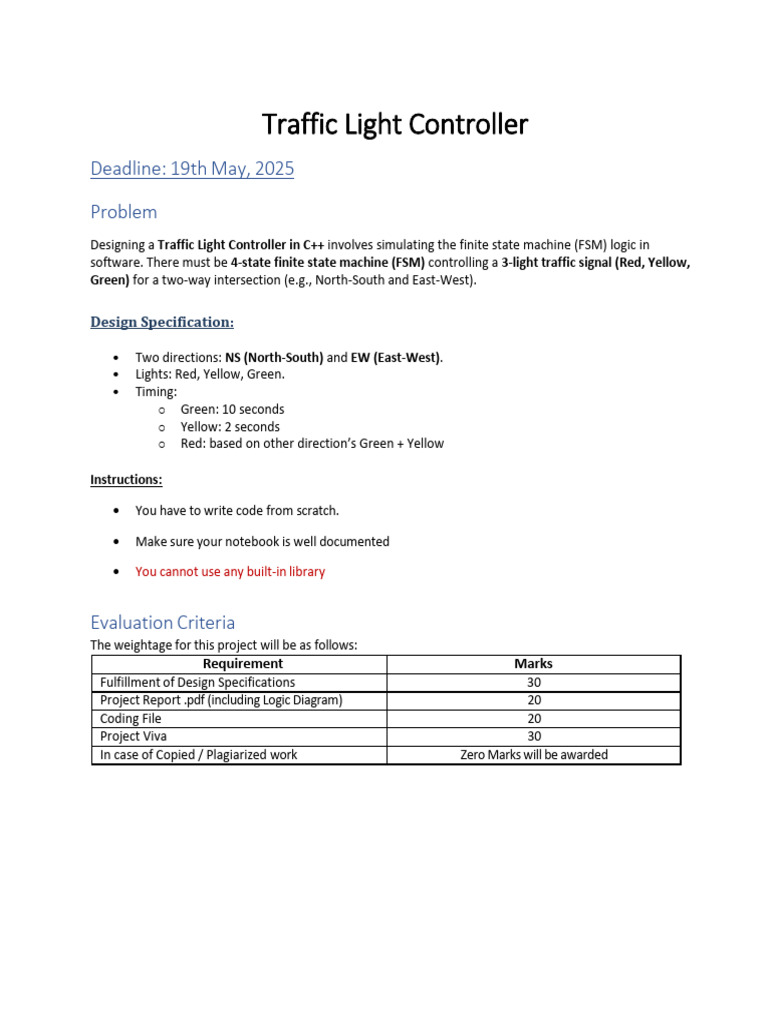 Traffic Light Project | PDF