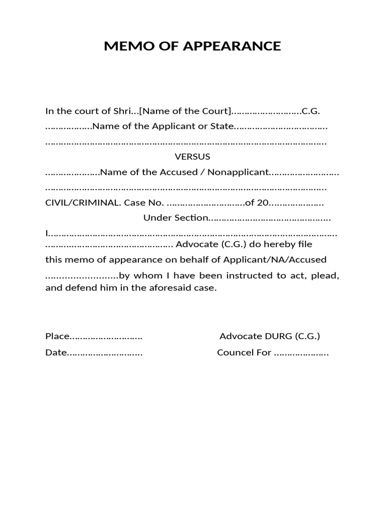 Memo of Appearance | PDF