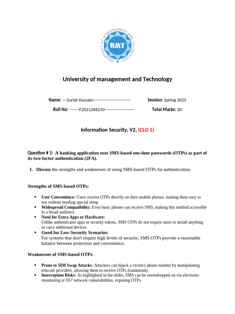 F2021266210 Assignment 1 | PDF | Authentication | Security