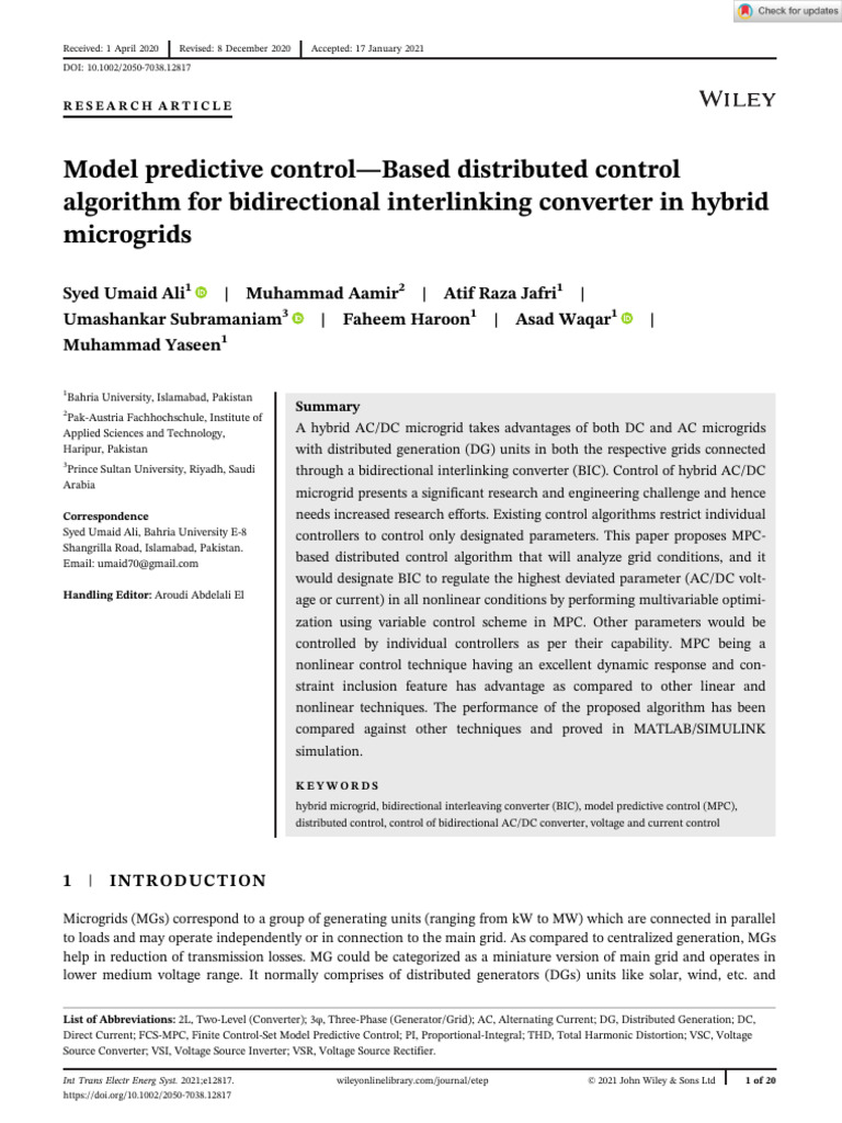 MPC-Based Control for Hybrid Microgrids | PDF | Power Inverter ...