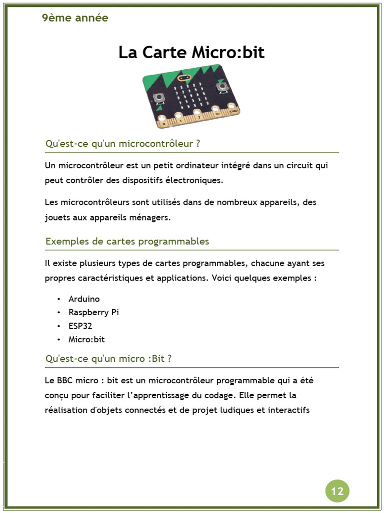 Introduction à la carte Micro:bit 9ème | PDF | Microcontrôleur ...