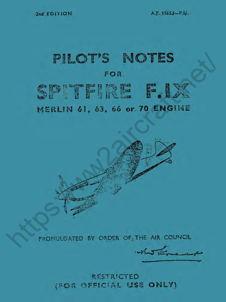 Spitfire IX Pilot's Notes Guide PDF Supermarine Spitfire Internal