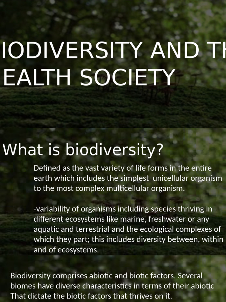 Biodiversity and The Health Society | PDF | Biodiversity | Ecosystem