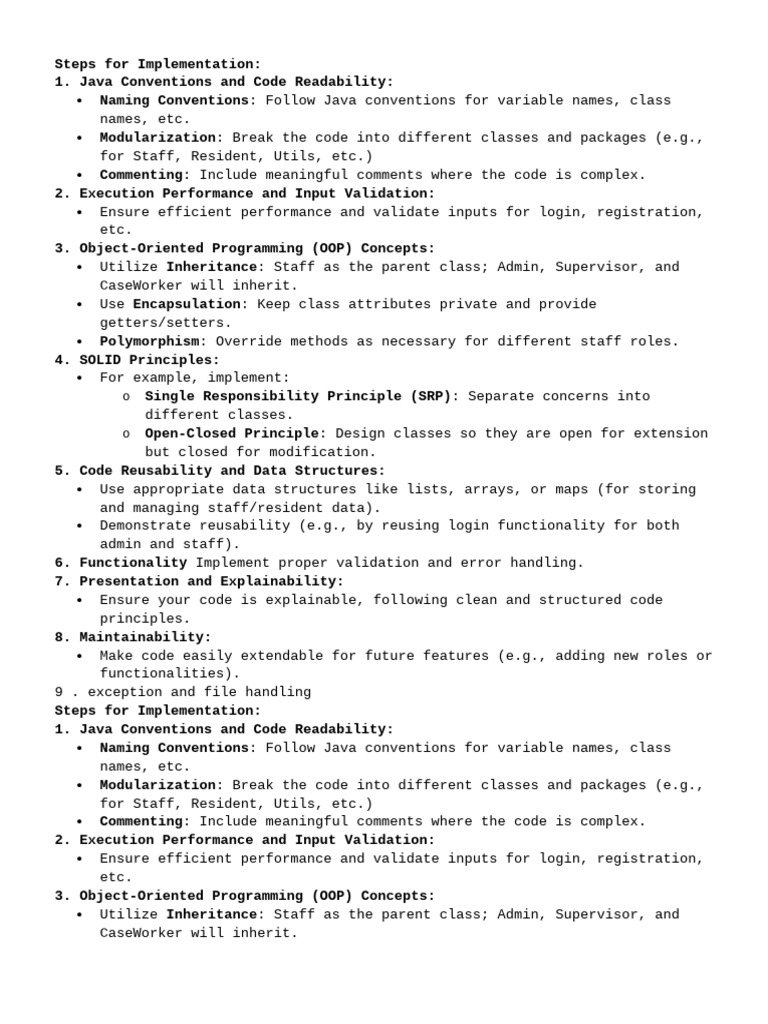 Java Code Implementation Guidelines | PDF | Class (Computer Programming ...