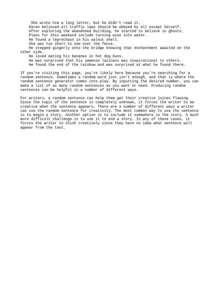 Creative Random Sentence Generator | PDF