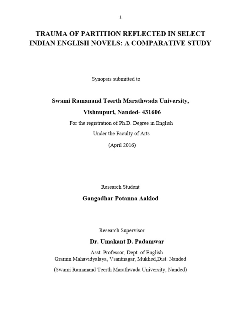 Partition Trauma in Indian Novels | PDF