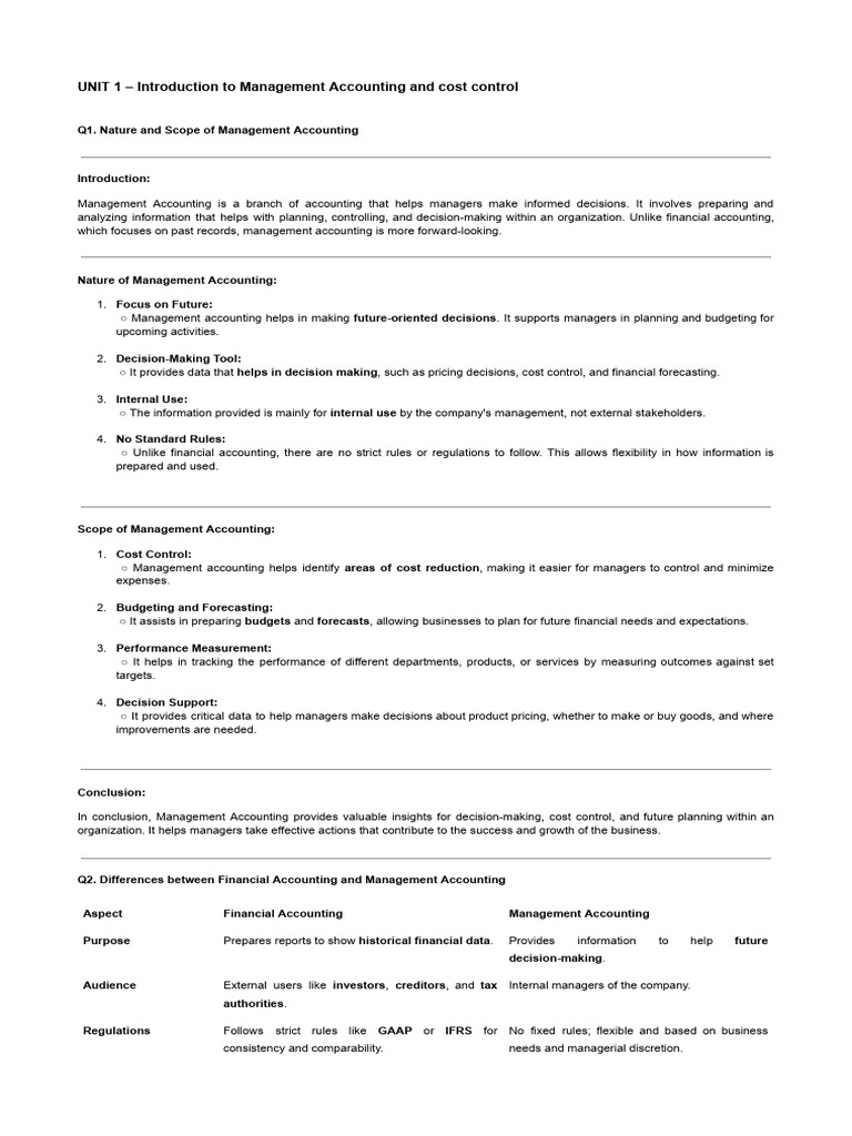 Management Accounting Overview and Insights | PDF | Cash Flow Statement ...
