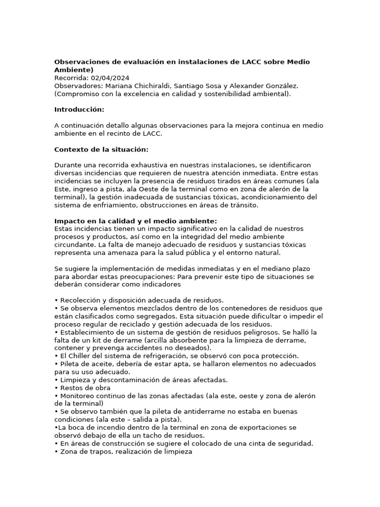 Mejora Ambiental en Instalaciones LACC | PDF | Residuos | Entorno natural