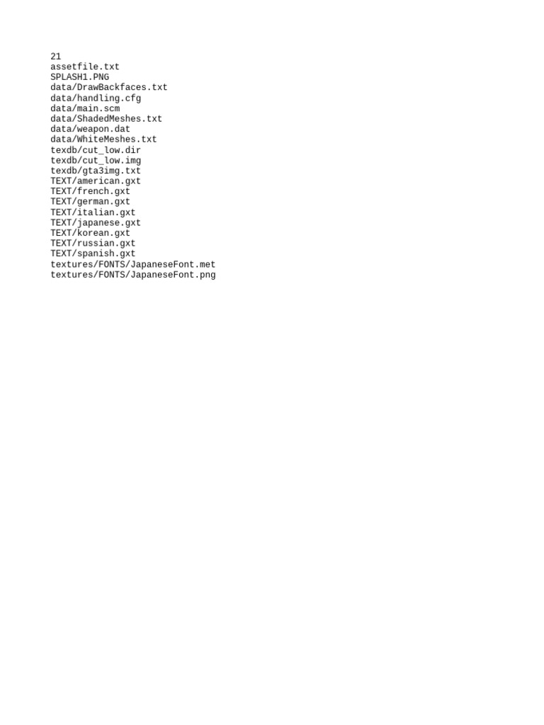 GTA3 Asset File Structure Overview | PDF
