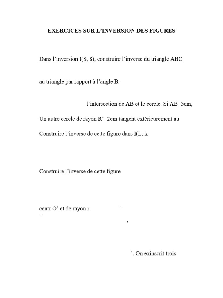 Exercices d'inversion géométrique | PDF | Triangle | Cercle