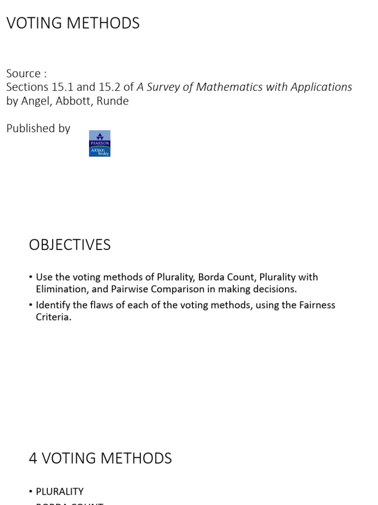 Voting Methods and Fairness Criteria | PDF | Voting | Group Decision Making