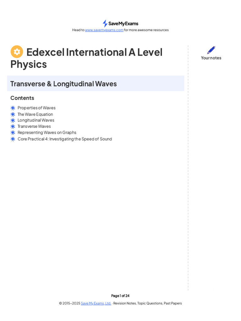 A Level Physics: Waves Explained | PDF | Waves | Frequency