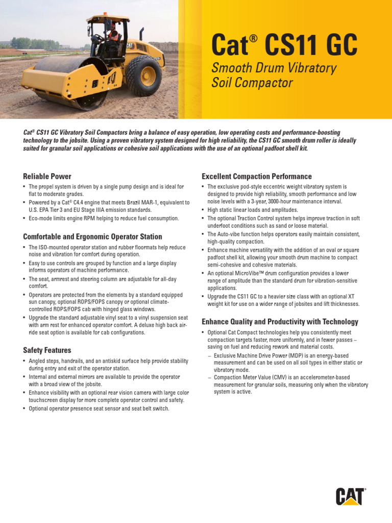 Cat CS11 GC Soil Compactor Overview | PDF | Diesel Fuel | Biodiesel