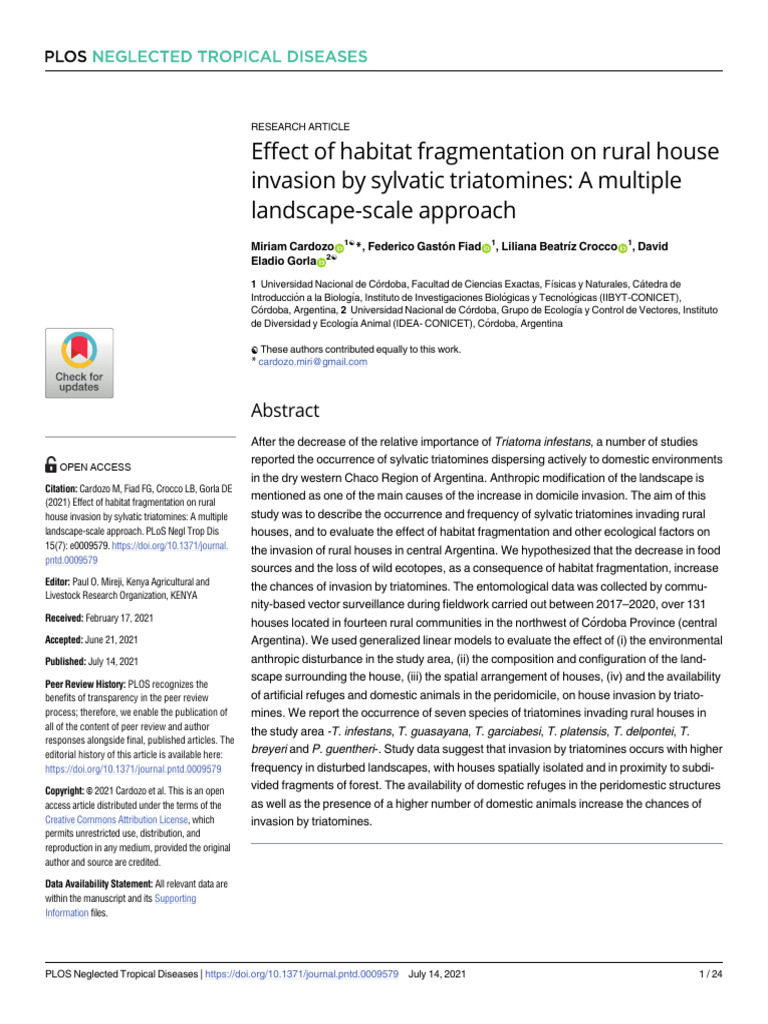 Effect of Habitat Fragmentation On Rural House Invasion by Sylvatic ...
