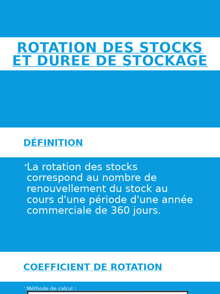 Rotation et Durée de Stockage des Stocks | PDF