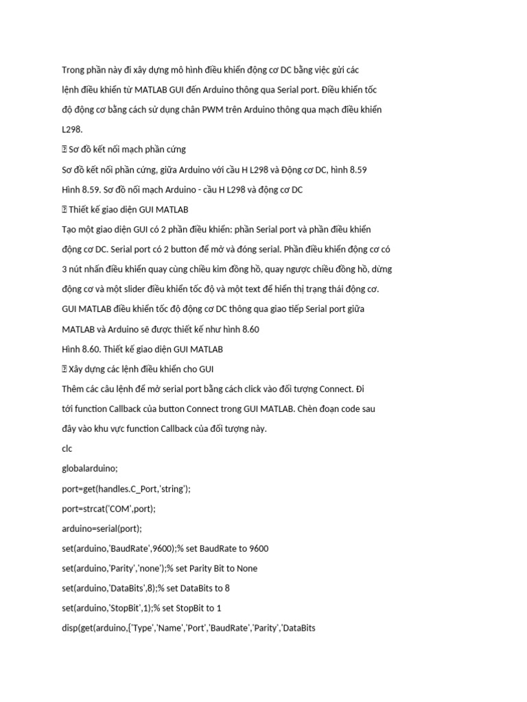 Điều Khiển Động Cơ Dc Bằng Matlab Gui Và Arduino | PDF
