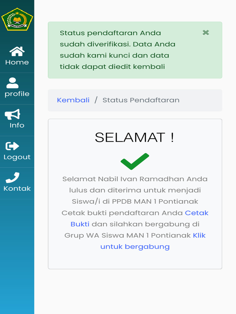 PPDB MAN 1 Pontianak | PDF