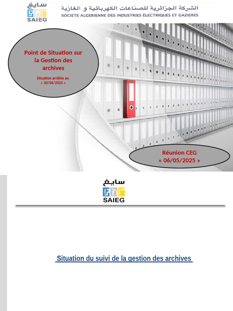 État des Archives au 30/04/2025 | PDF | Conservation des documents