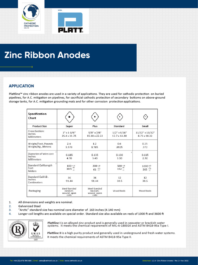 1.2.4 Zinc Ribbon Anodes Rev.1 Nov 2022 | PDF
