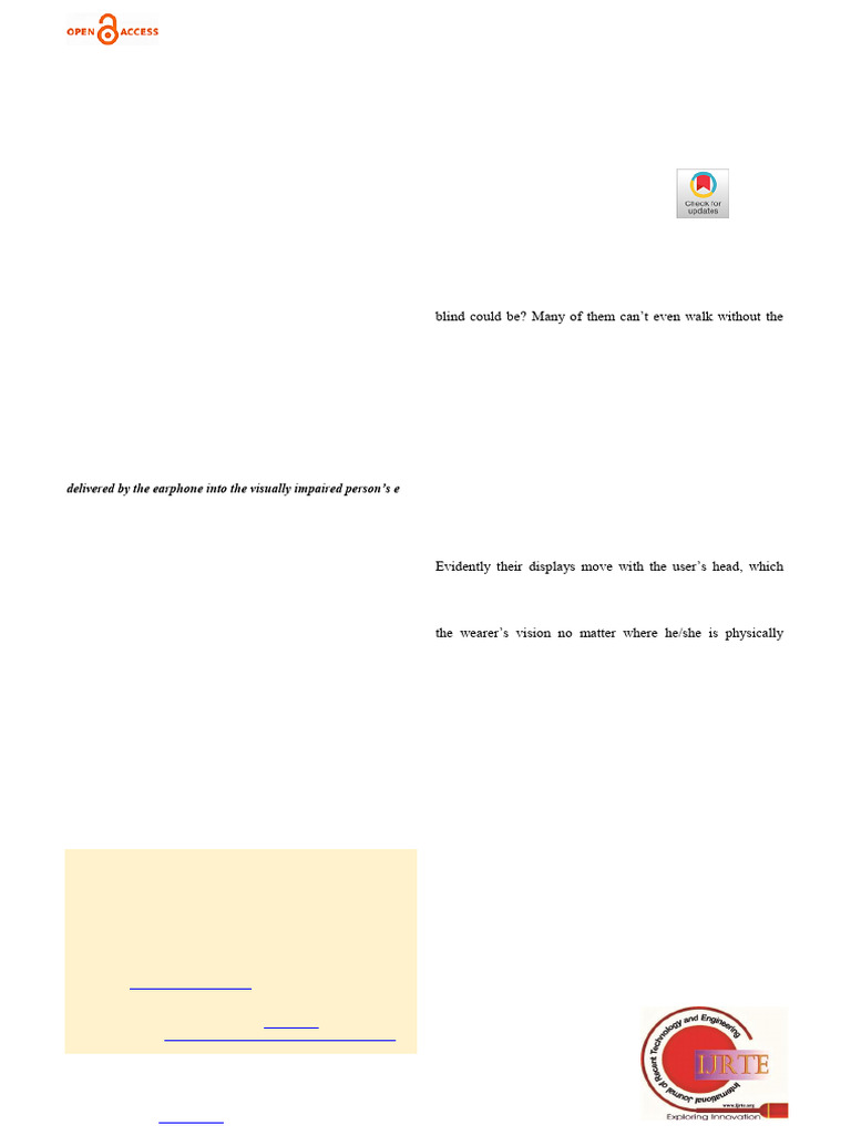 AI Powered Glasses For Visually Impaired Person | PDF | Deep Learning ...