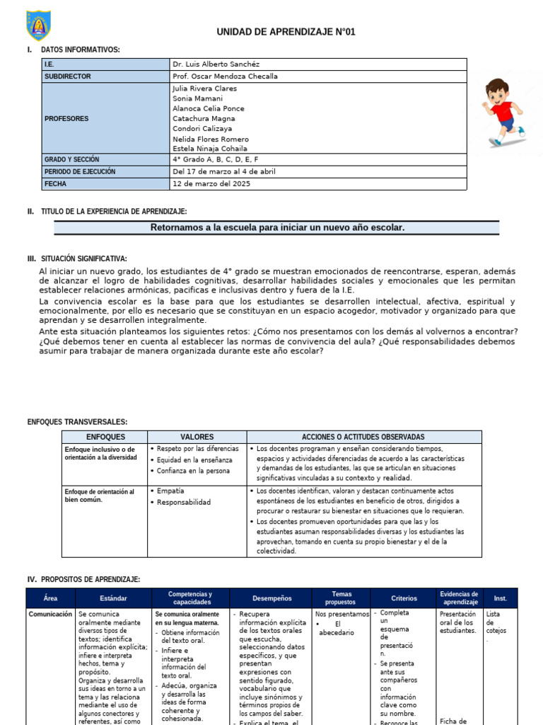 UNIDAD DE APRENDIZAJE 4 Grado 2025 | PDF | Amistad | Aprendizaje