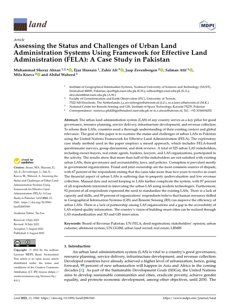 Assessing The Status and Challenges of Urban Land Administration ...