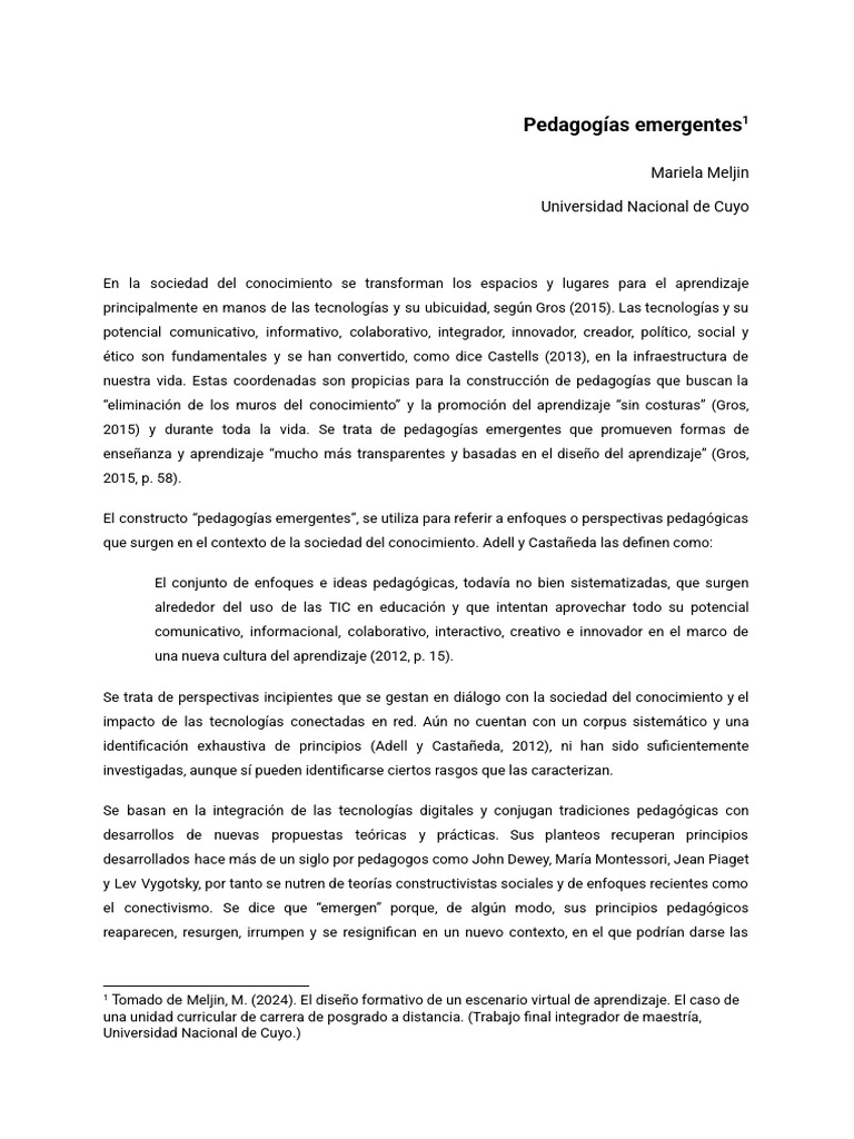 Pedagogías Emergentes en la Educación Moderna | PDF | Aprendizaje ...