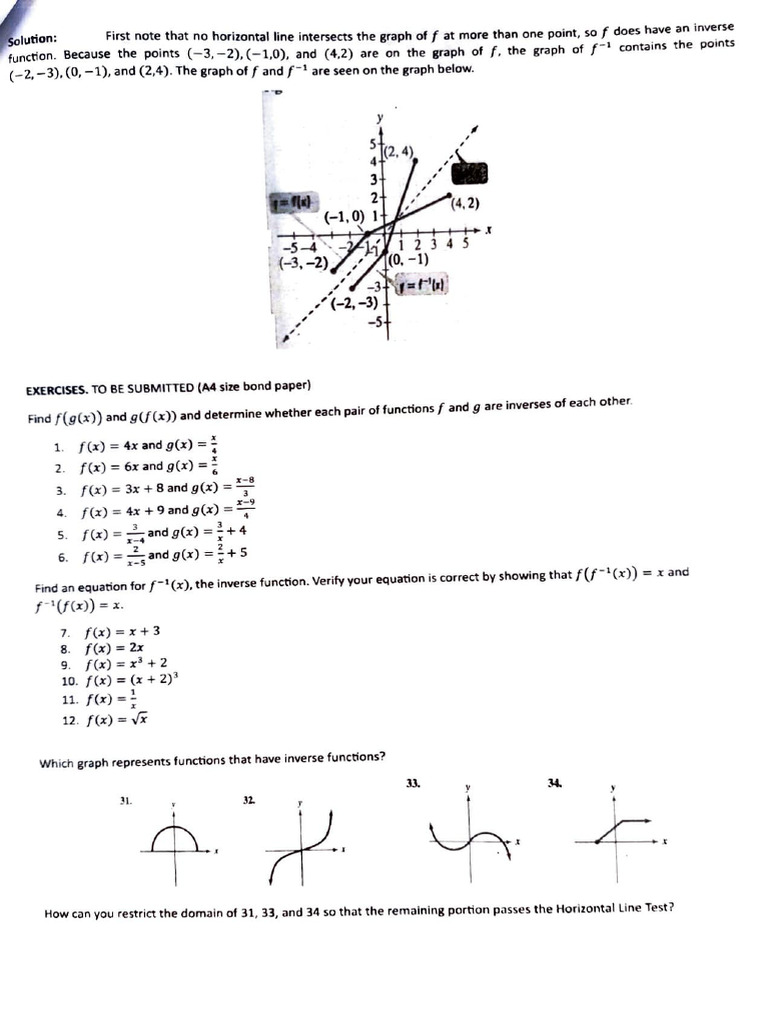 Inverse Functions and Graph Analysis | PDF