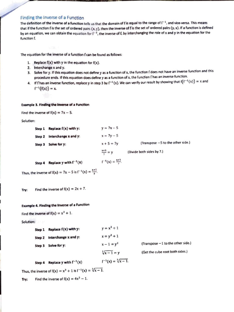 How to Find Inverse Functions | PDF | Function (Mathematics ...