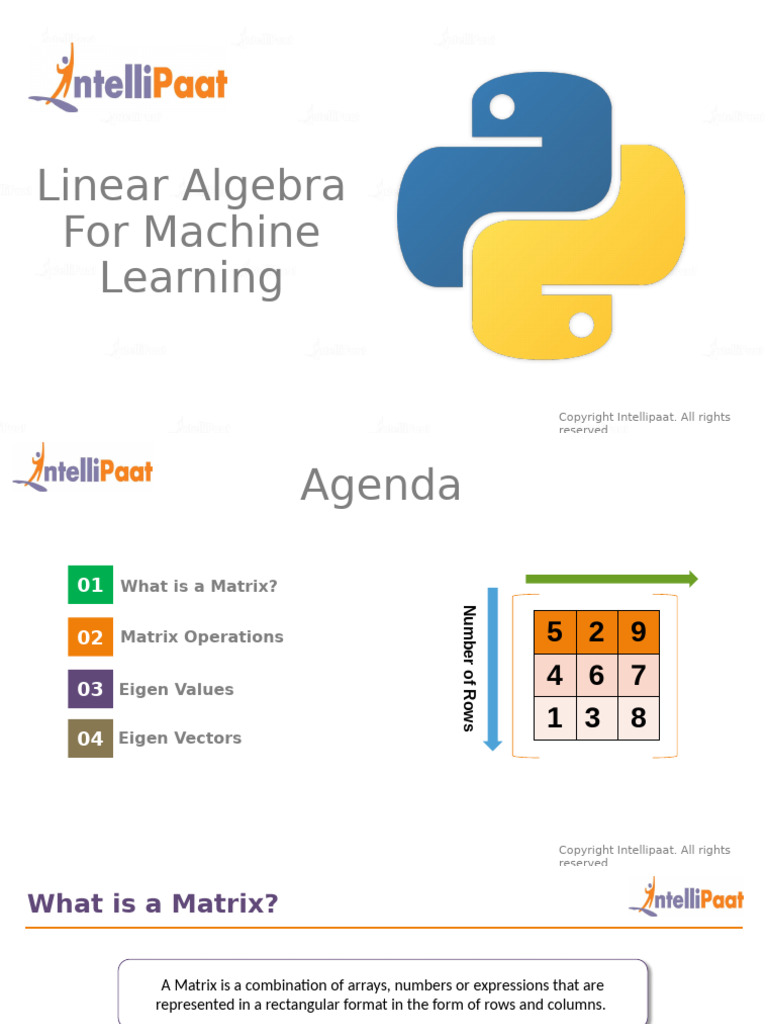 Linear Algebra Concepts for ML | PDF | Matrix (Mathematics ...