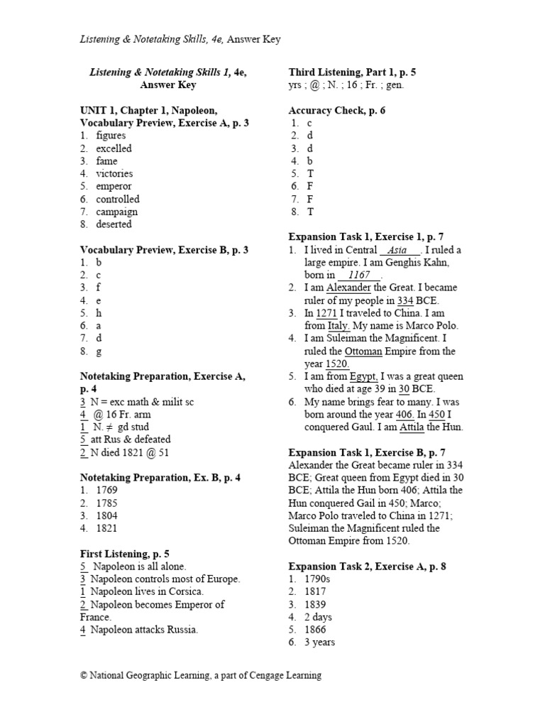 Listening and Notaking 1 - KEY | PDF | Tsunami | Elephant