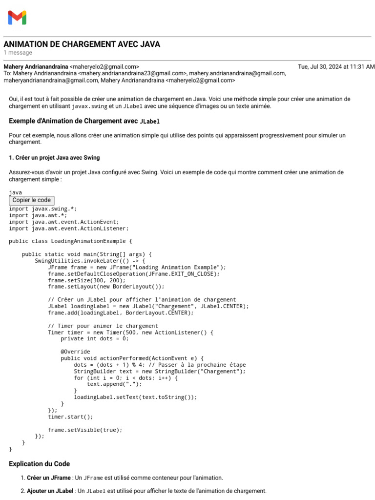 Animation de Chargement en Java | PDF | Java (Langage de programmation ...