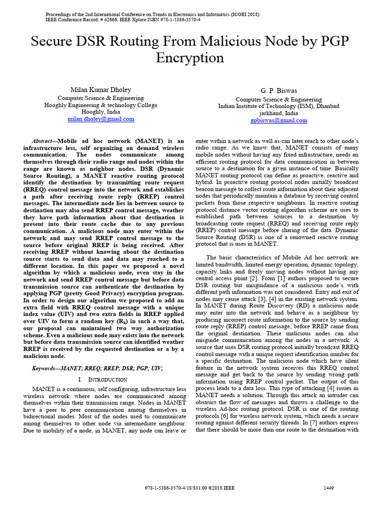 Secure DSR Routing with PGP Encryption | PDF | Wireless Ad Hoc Network ...