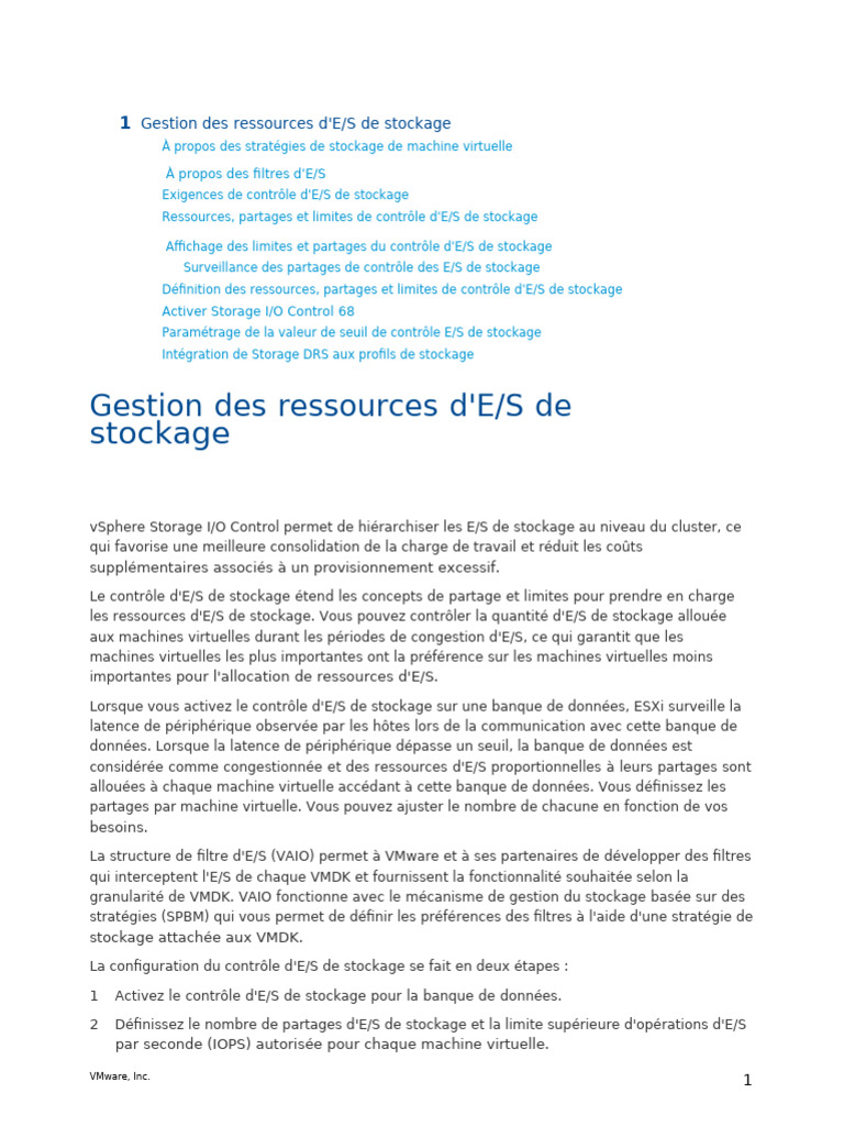 Gestion des ressources d'E/S de stockage | PDF | Bases de données ...