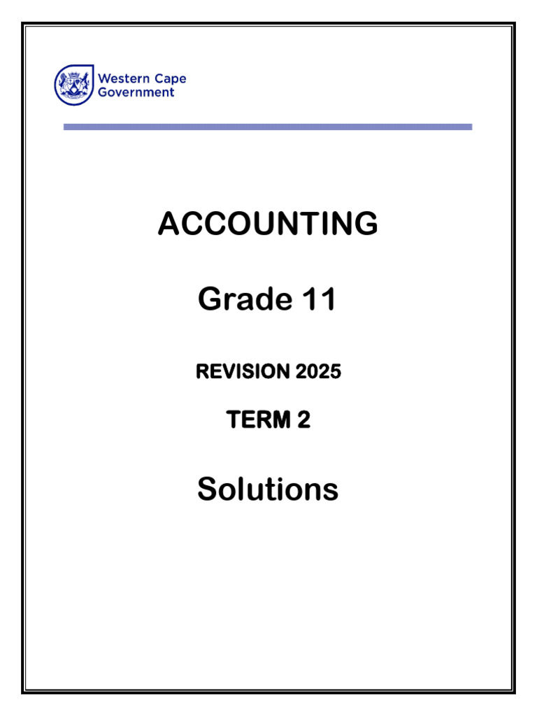 Grade 11 Accounting Term 2 Revision 2025 | PDF | Equity (Finance ...