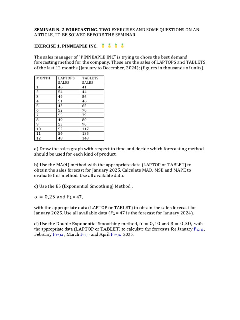 Seminar 2. Forecasting 2025 | PDF | Forecasting | Statistics