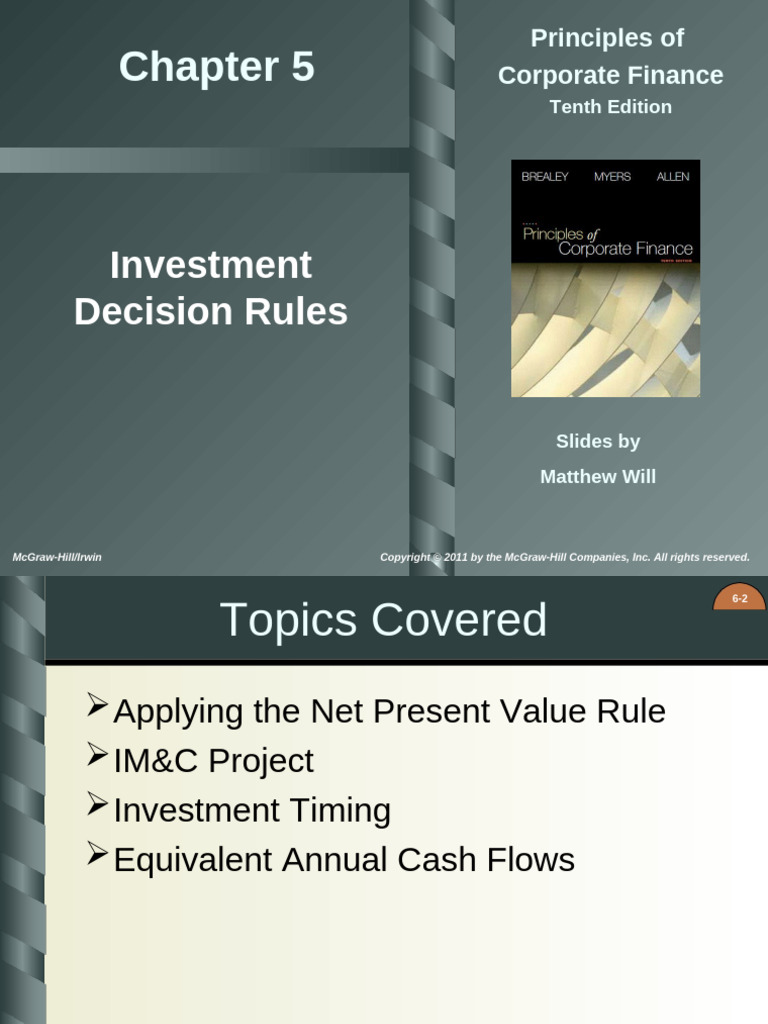 Chapter 5 - Investment Decision Rules | PDF | Net Present Value ...