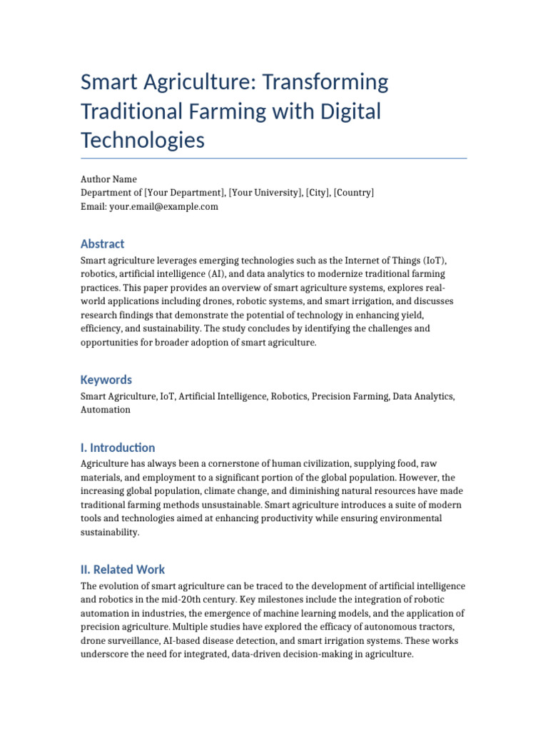 Smart Agriculture with IoT and AI | PDF | Agriculture | Artificial ...
