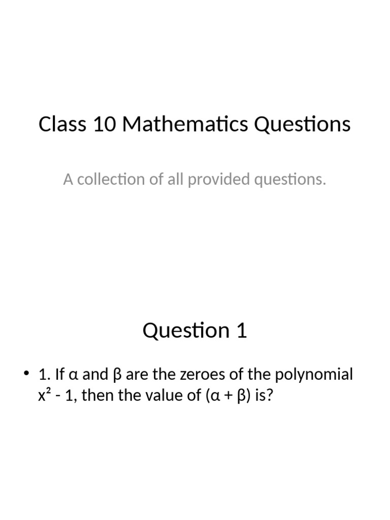 Class 10 Polynomial Questions Guide | PDF | Zero Of A Function ...